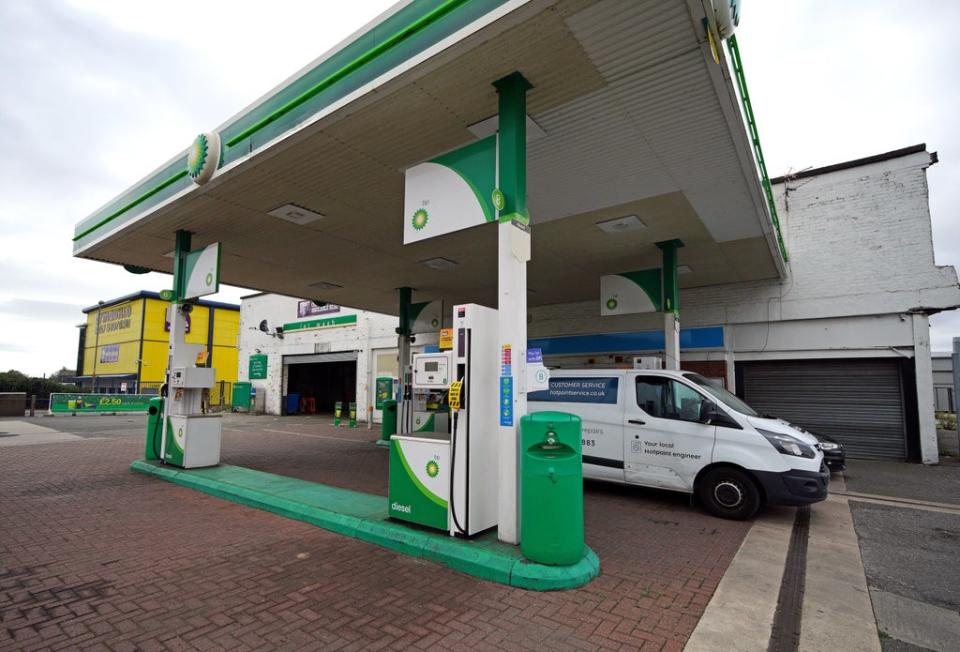 An out of use sign on a petrol pump at a BP garage on Speke Hall Road, Liverpool. The HGV driver shortage has hit oil giant BP with deliveries of petrol and diesel to forecourts across the UK set to be reduced to ensure supplies do not run out. (PA Wire)