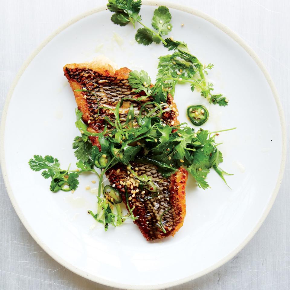 Black Bass with Scallion, Cilantro, and Chile Relish