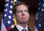 FILE - In this Nov. 30, 2018, file photo is then-Rep.elect Mike Levin, D-Calif., at a news conference at the Capitol in Washington. President Joe Biden is making his second trip to California in less than three weeks in hopes of rescuing Democratic House members imperiled by fallout from $7-a-gallon gas, worrisome crime rates and spiking prices on everything from avocados to ground beef. Biden's visit Thursday is centered on safeguarding the seat of Levin in a Democratic-leaning district that cuts through San Diego and Orange counties that Biden carried decisively in the 2020 presidential election. (AP Photo/J. Scott Applewhite, File)