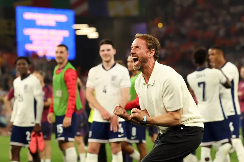 Gareth Southgate cheering