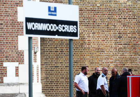 Prison officers stage a protest walkout outside Wormwood Scrubs Prison in London, Britain, September 14, 2018. REUTERS/Hannah McKay