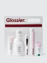 <p><strong>Glossier</strong></p><p>Glossier</p><p><strong>$40.00</strong></p><p><a href="https://fave.co/3DIxdI1" rel="noopener" target="_blank" data-ylk="slk:Shop Now;elm:context_link;itc:0;sec:content-canvas" class="link ">Shop Now</a></p><p>Beauty meets skincare in Glossier's Essential Edit. If you're hitting the road this holiday season, this set will keep you fresh, primed, and hydrated. </p>