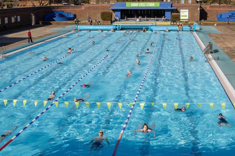 Swimmers seen enjoying Charlton Lido's pool waters in Greenwich