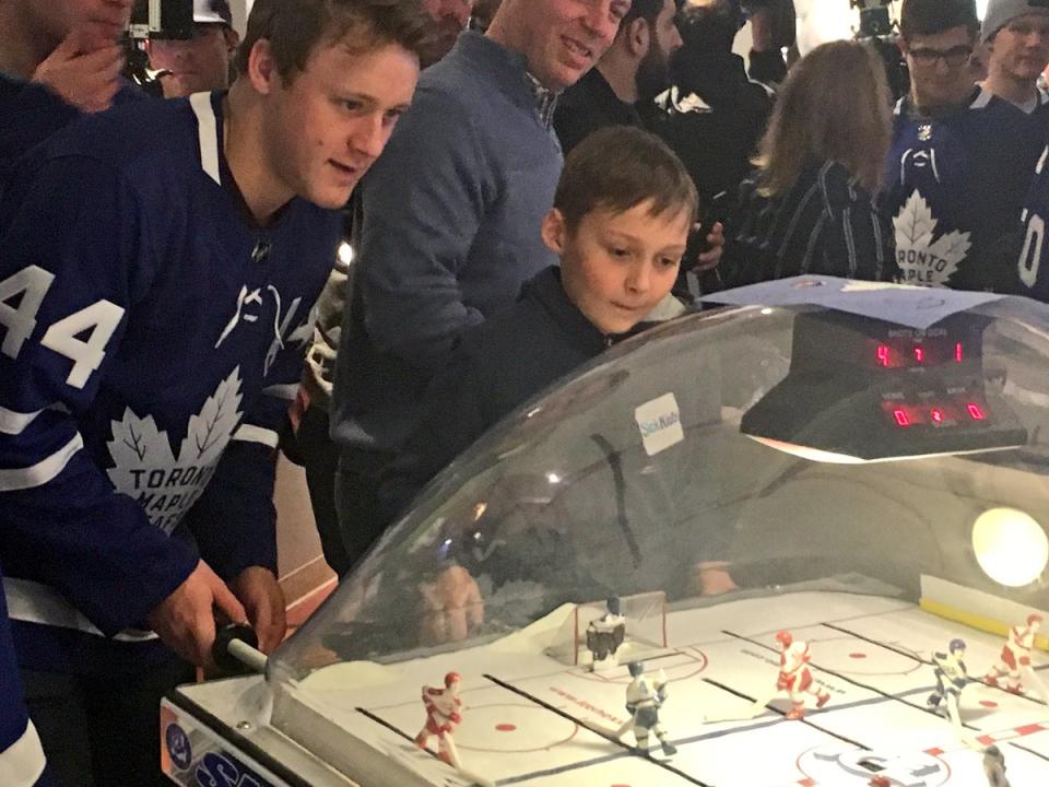 Some bubble hockey for the boys.