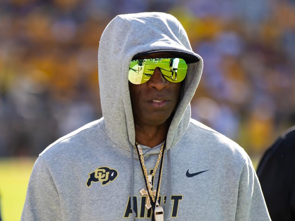 Deion Sanders coaching the Colorado Buffaloes.