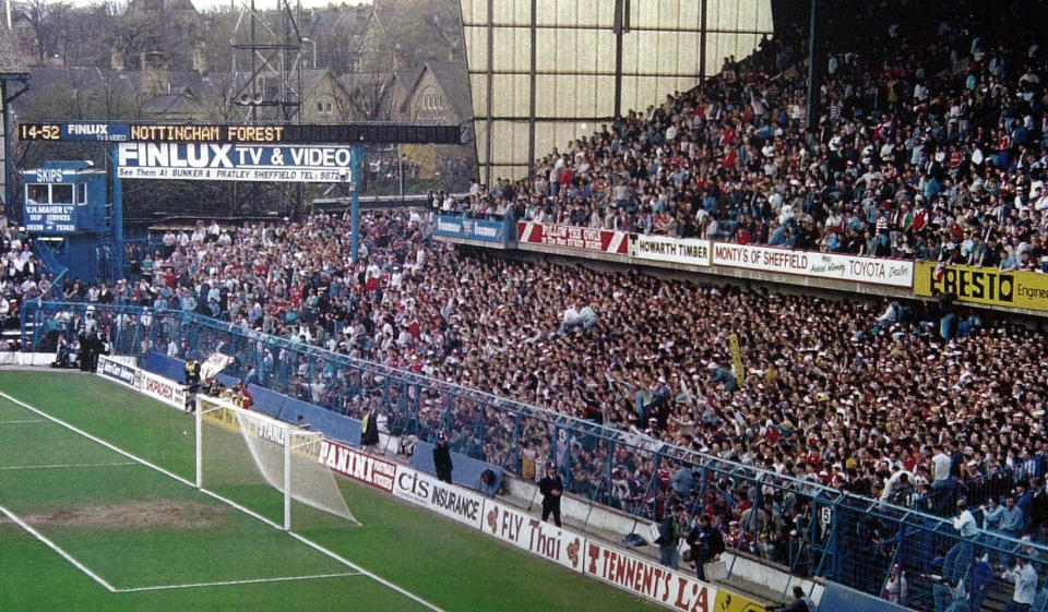 The scene at Hillsborough minutes before the disaster in 1989. (PA)