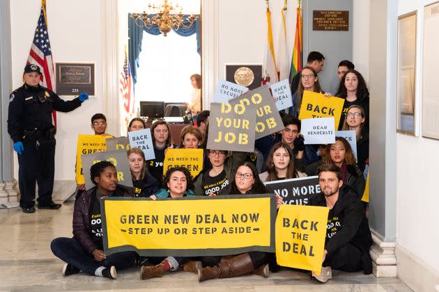 The Sunrise Movement's protest in House Speaker Nancy Pelosi's office represented a new kind of climate activism. New political obstacles threaten climate groups' goals. (Photo: Michael Brochstein/Getty Images)