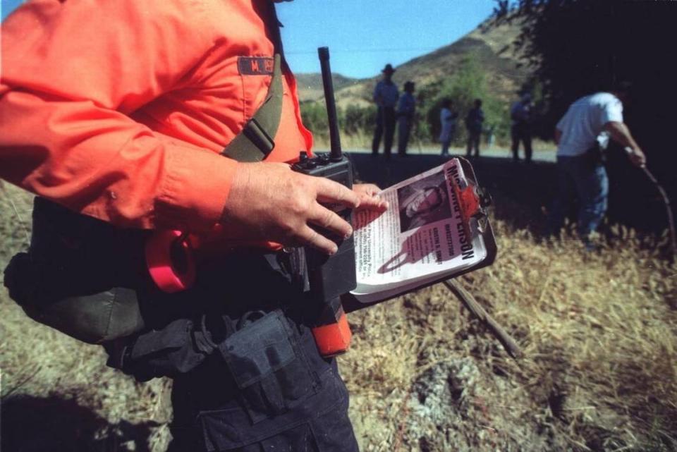 Some 400 volunteers scour Cal Poly for signs of Kristin Smart’s body on June 30, 1996.