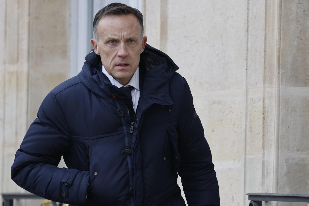 French President Emmanuel Macron's communications adviser Frederic Michel arrives prior to a cabinet meeting as part of the celebration of the 60th anniversary of the signing of the Elysee Treaty, to seal reconciliation between France and West Germany, 18 years after the Second World War at the presidential Elysee Palace in Paris on January 22, 2023. The date of the reunion is highly symbolic: sixty years to the day after Charles de Gaulle and Konrad Adenauer signed the Elysee Treaty, which "marked the end of decades, if not centuries, of fierce rivalries and bloody wars", write the two leaders in an op-ed published by the German daily Frankfurter Allgemeine Zeitung and the French Journal du dimanche. (Photo by Ludovic MARIN / AFP)