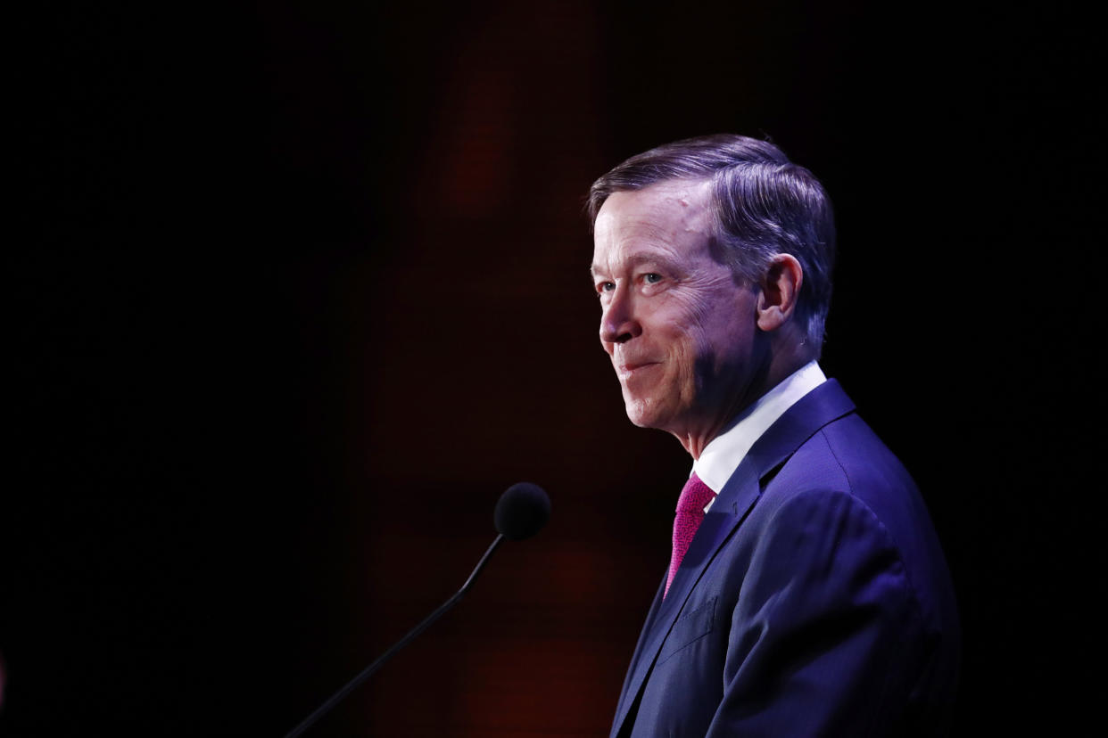 Former Colorado Gov. John Hickenlooper speaks during a forum on June 21, 2019, in Miami.&nbsp; (Photo: ASSOCIATED PRESS)