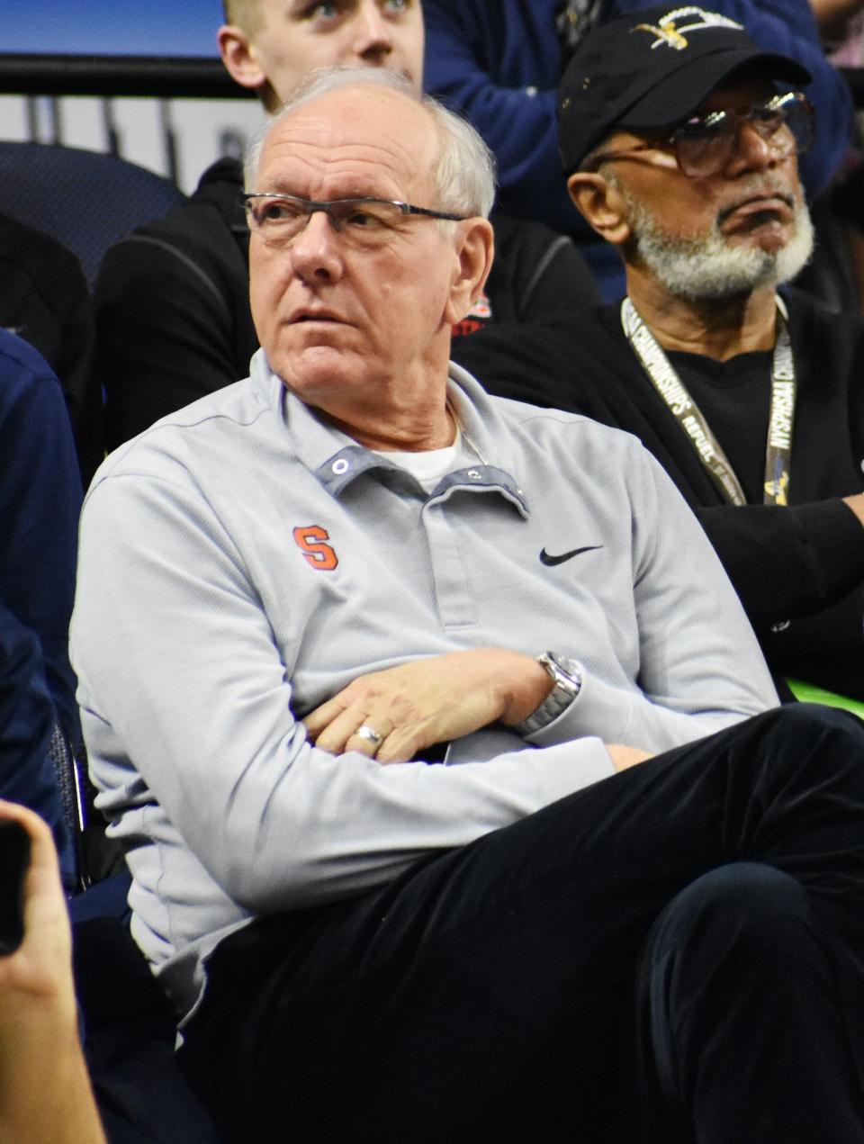 Former Syracuse coach Jim Boeheim attends the 2019 NYSPHSAA Boys Basketball Championships.