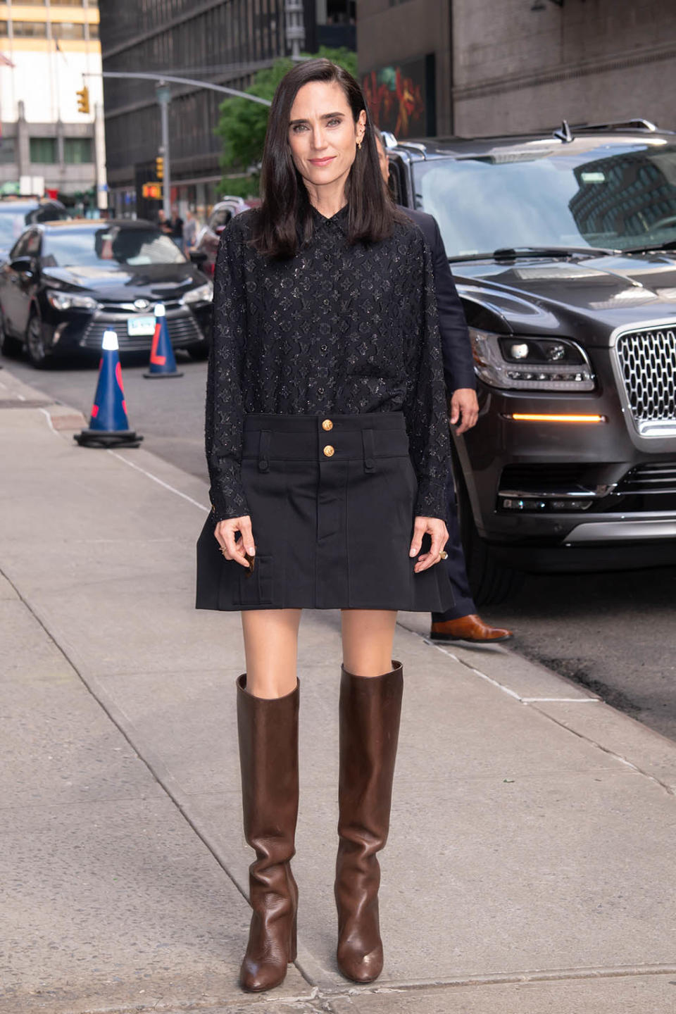 Jennifer Connelly arrives at ‘The Late Show With Stephen Colbert Show’ in New York City on May 23, 2022. - Credit: RCF / MEGA