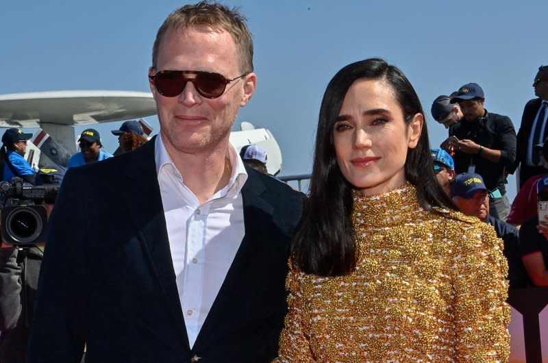 Paul Bettany and cast member Jennifer Connelly attend the premiere of "Top Gun: Maverick" at the USS Midway in San Diego, Calif., in 2022. File Photo by Jim Ruymen/UPI