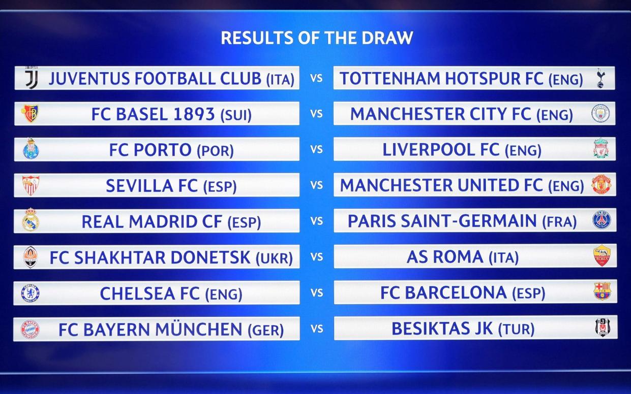 The Champions League round of 16 draw in full - AFP