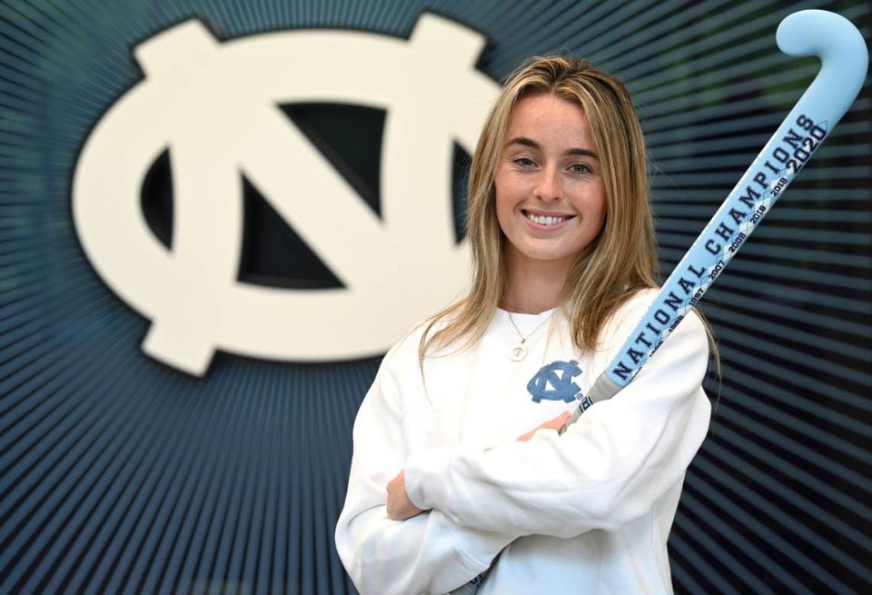 UNC field hockey coach Erin Matson. Matson was a field hockey standout at Chapel Hill who was a three-time national player of the year and a four- time national champion. Matson graduated from UNC in December 2022 and then became the team’s head coach in January 2023.