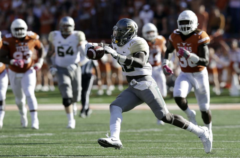 Baylor RB Shock Linwood has 594 yards and two touchdowns this season. (AP Photo/Eric Gay)