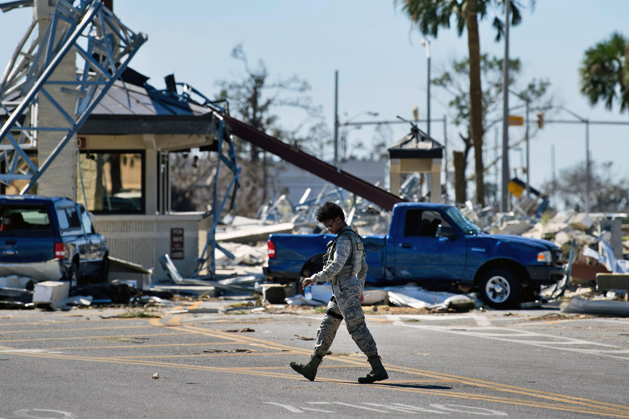 Tyndall Air Force Base in Florida in the aftermath of Hurricane Michael (Brendan Smialowski / AFP via Getty Images)