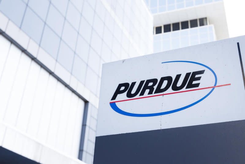 A view of a sign at the corporate headquarters of Purdue Pharma, the pharmaceutical company that makes OxyContin. Publicis Health agreed to pay $350 million to states for collaborating with Purdue in a marketing scheme that states charged exacerbated the U.S. opioid crisis. EPA-EFE/JUSTIN LANE