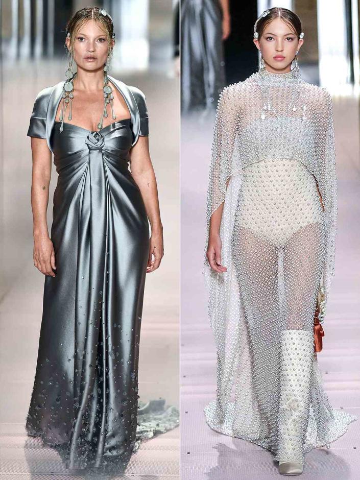 <p>The apple doesn't fall far from the tree! <a href="https://people.com/style/kate-moss-lila-moss-model-fendi-runway-paris-fashion-week/" rel="nofollow noopener" target="_blank" data-ylk="slk:Moss' mini-me" class="link ">Moss' mini-me</a>, then-18-year-old daughter Lila, walked with her supermodel mama for the first time at the Fendi couture show during Paris Fashion Week in July 2021. The show marked designer Kim Jones' first collection for Fendi. </p> <p>Moss shares Lila with ex Jefferson Hack, a creative director and the co-founder of Dazed Media. </p>