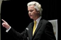 Far-right Dutch politician Geert Wilders speaks at the Muhammad Art Exhibit and Contest, sponsored by the American Freedom Defense Initiative, in Garland, Texas May 3, 2015. REUTERS/Mike Stone