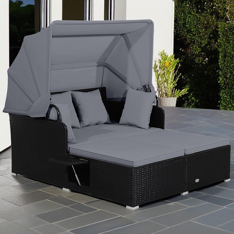 <p><a href="https://go.redirectingat.com?id=74968X1596630&url=https%3A%2F%2Fwww.walmart.com%2Fip%2FResenkos-Outdoor-Patio-Rattan-Wicker-Daybed-Sectional-Conversation-Lounger-Set-with-Retractable-Canopy-Foldable-Side-Table-Gray-Resistant-Cushions%2F529759276&sref=https%3A%2F%2Fwww.thepioneerwoman.com%2Fhome-lifestyle%2Fentertaining%2Fg43853952%2Fbest-walmart-patio-furniture%2F" rel="nofollow noopener" target="_blank" data-ylk="slk:Shop Now;elm:context_link;itc:0;sec:content-canvas" class="link ">Shop Now</a></p><p>Resenkos Outdoor Lounger Set with Retractable Canopy</p><p>walmart.com</p><p>$264.66</p><span class="copyright">Walmart</span>