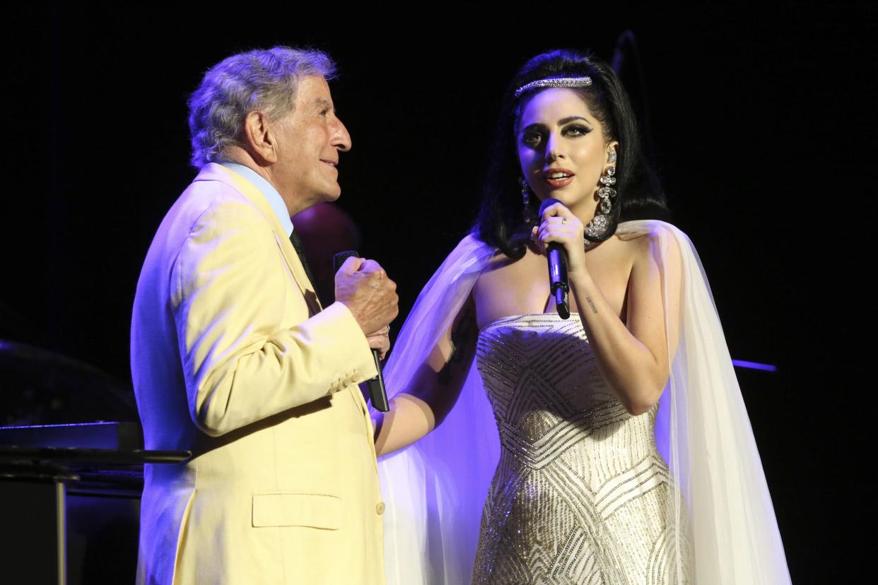 Tony Bennett, left, and Lady Gaga perform together in Montreal, Canada, in 2014.