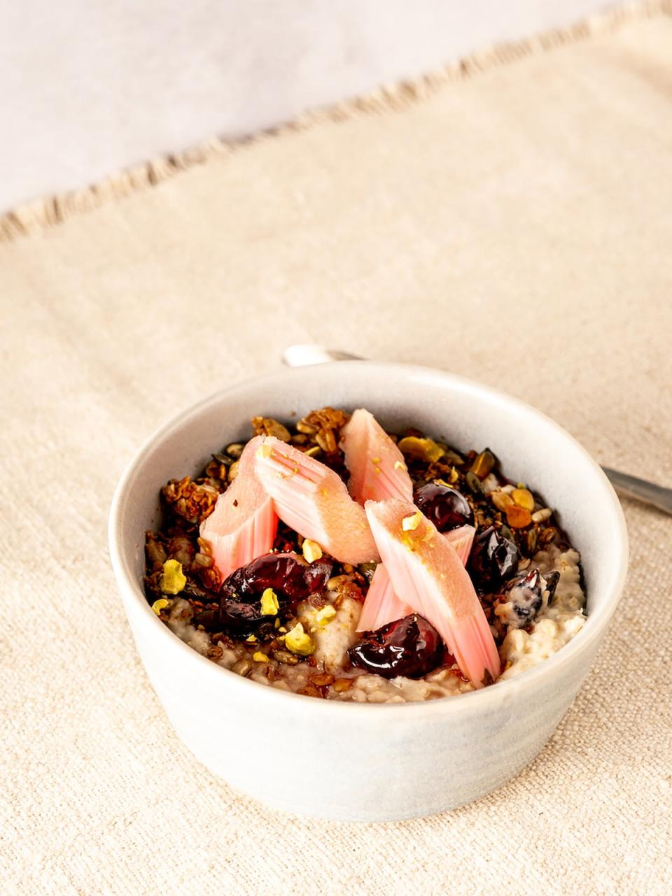 Adding rhubarb to porridge is a delicious way to enjoy the spring vegetable for breakfast (Mike Sim)