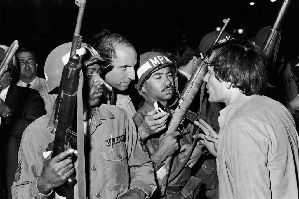 Protestor Confronts National Guardsmen Outside Democratic National Convention