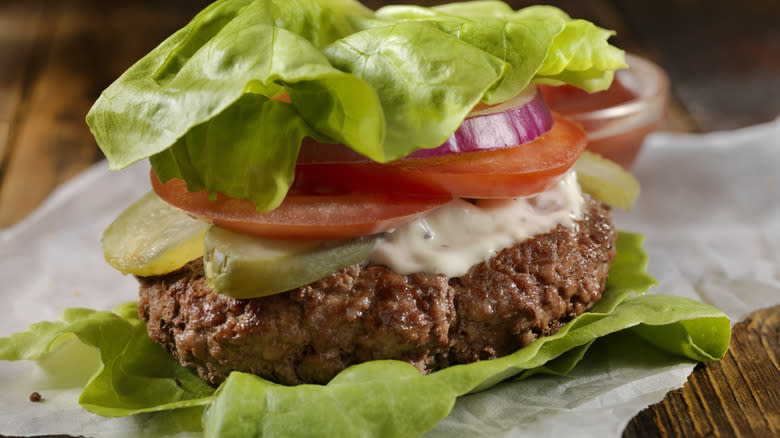 Burger with lettuce