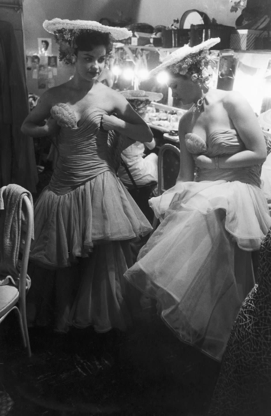 nightclub dancers getting dressed