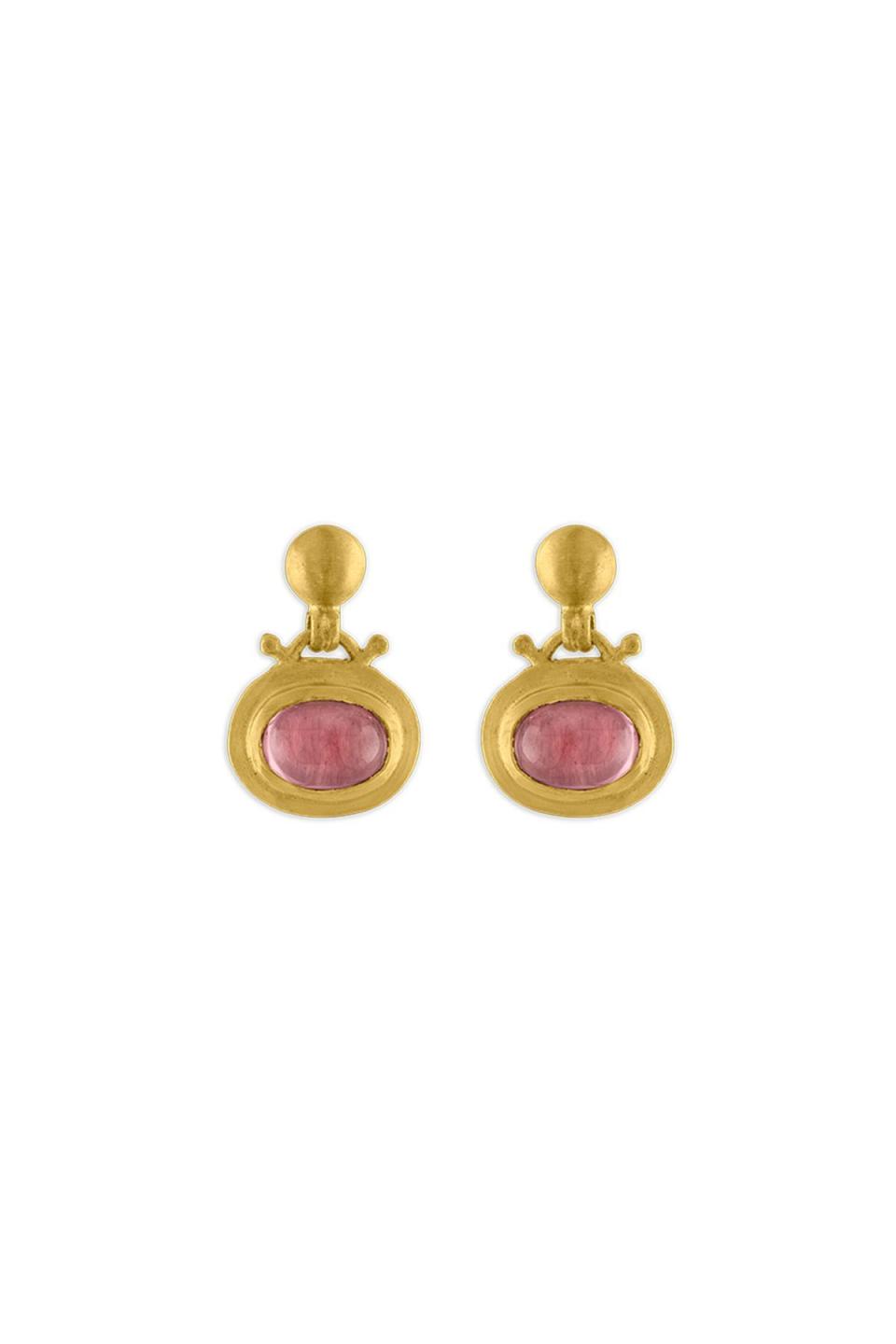 Small Pink Tourmaline Bell Earrings