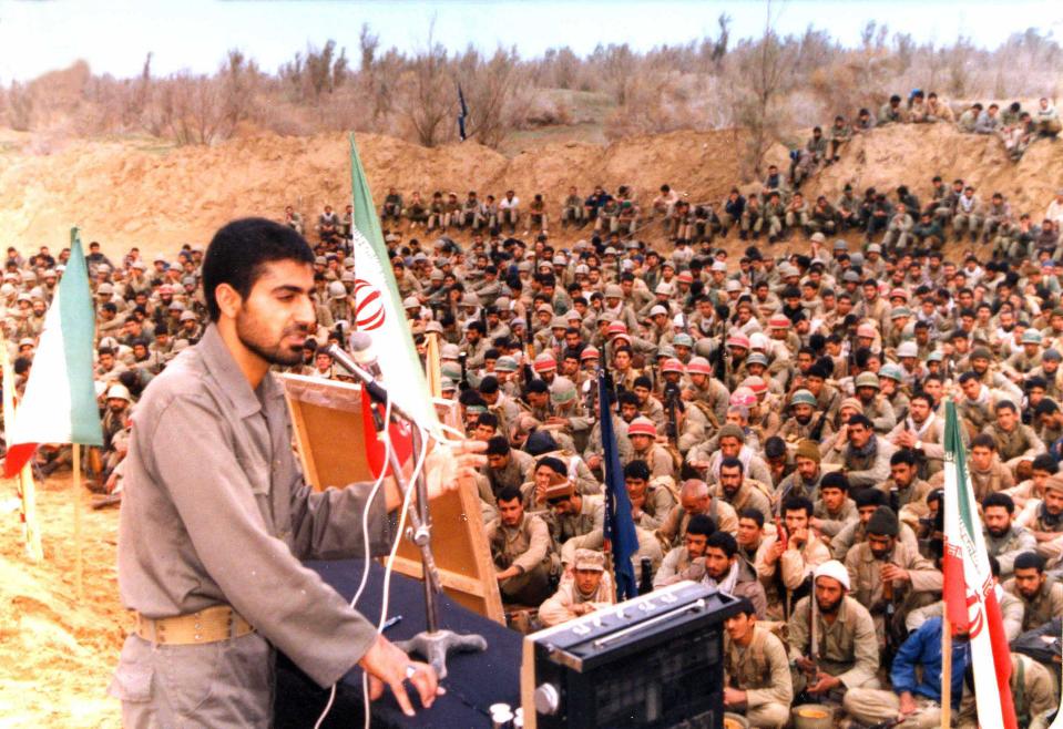 Qassem Soleimani speaks during the 1980-88 Iran-Iraq war. (Photo: AY-COLLECTION/SIPA/Shutterstock) 