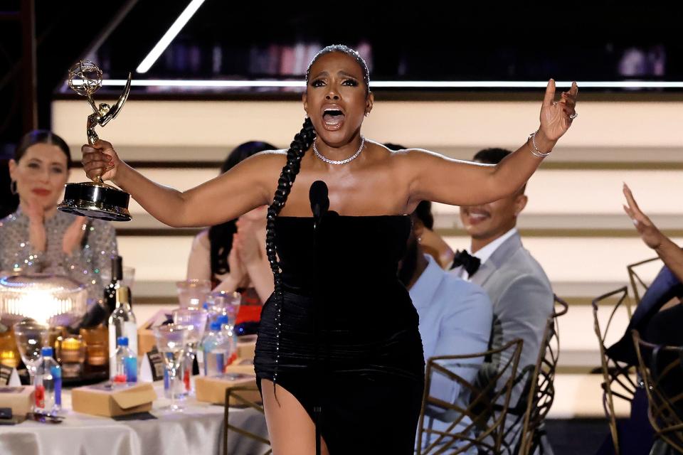 Sheryl Lee Ralph accepts the Outstanding Supporting Actress in a Comedy Series award for ‘Abbott Elementary’ onstage during the 74th Primetime Emmys at Microsoft Theater on September 12, 2022 in Los Angeles, California.