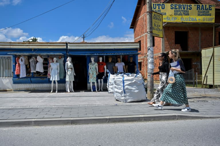 A clothing store Gracanica, central Kosovo, where a ban on the Serbian dinar has spurred frustration and anger (Armend NIMANI)