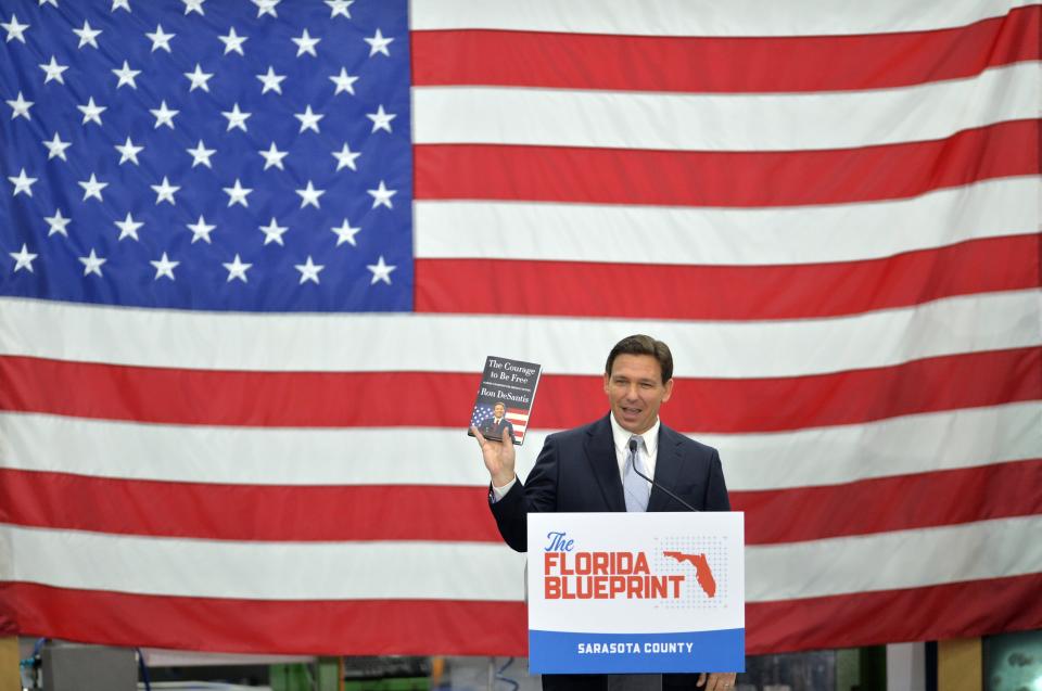 Florida Gov. Ron DeSantis released his book, "The Courage to be Free," during an campaign-style event Feb. 28 in Venice.