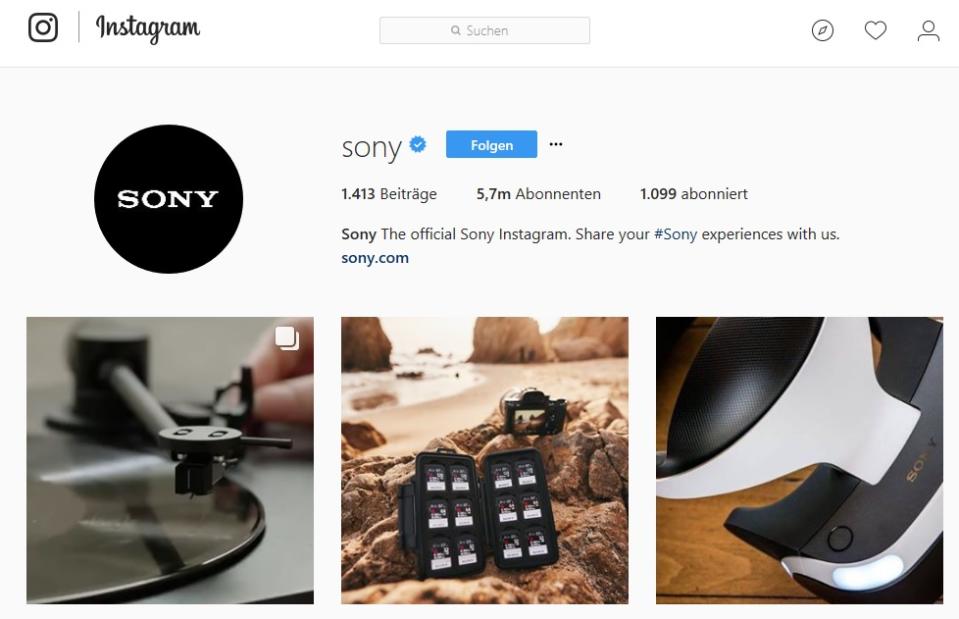 <p>Sony postet auf Instagram Bilder seiner neuesten Produkte. 5,7 Millionen User wollen das täglich sehen und folgen dem Tech-Giganten. </p>