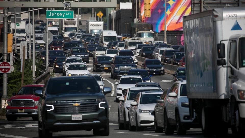 PHOTO: Vehicles approach the Holland Tunnel, July 26, 2023, in Jersey City, N.J. (Michael Nagle/Bloomberg via Getty Images, FILE)