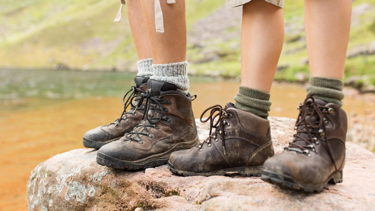  How to care for leather hiking boots: two pairs of boots. 