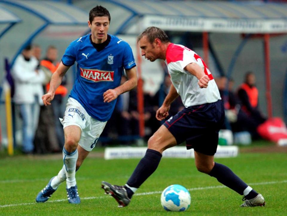 Robert Lewandowski playing for Lech Poznan in September 2008.