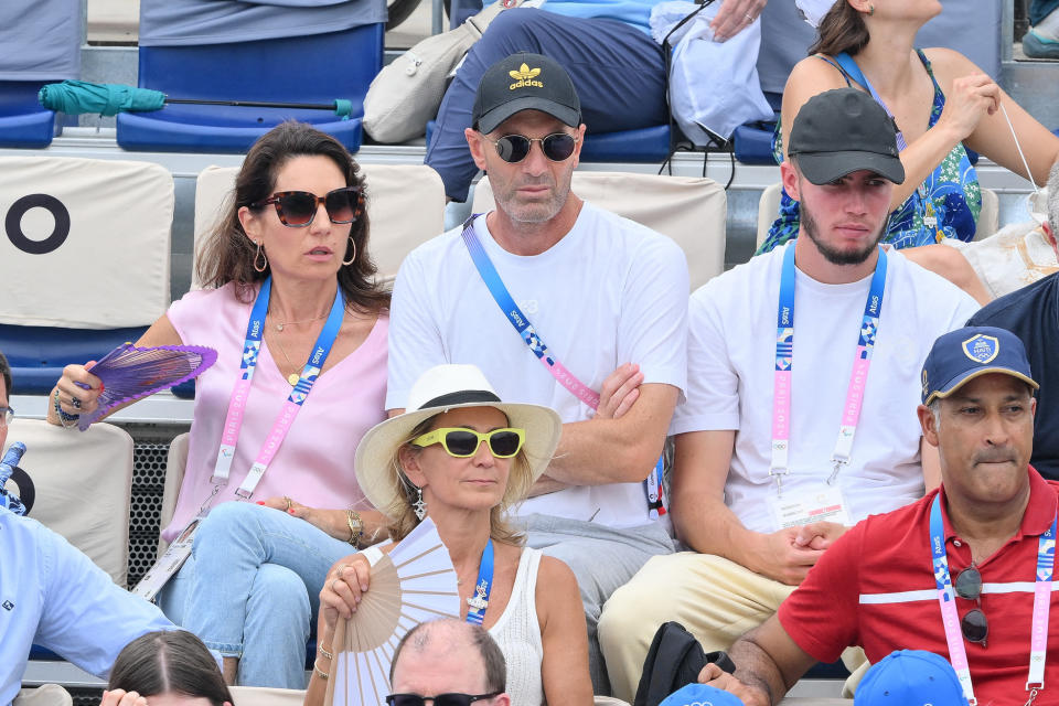 Zinédine Zidane et son épouse Véronique au beach-volley