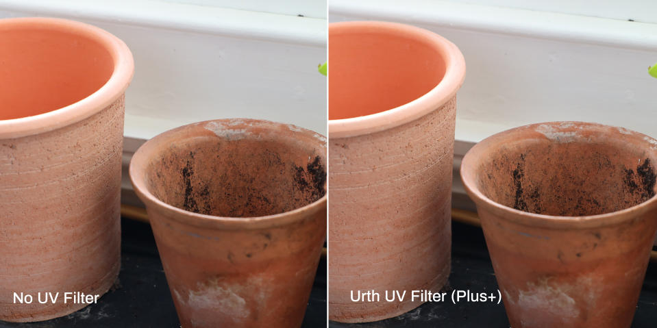 The same photo twice of two plant pots next to each other