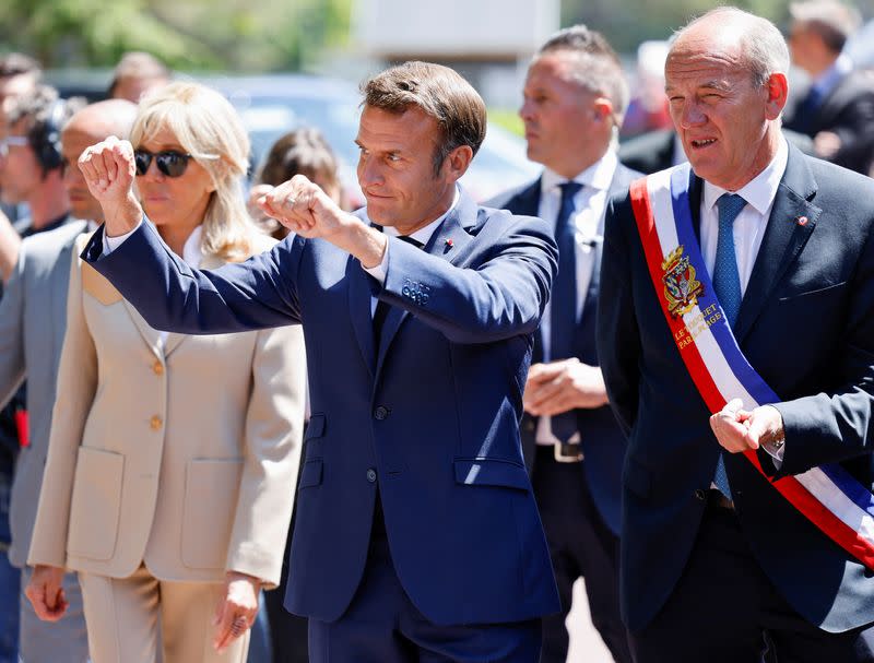 French President Macron votes in the first round of French parliamentary elections