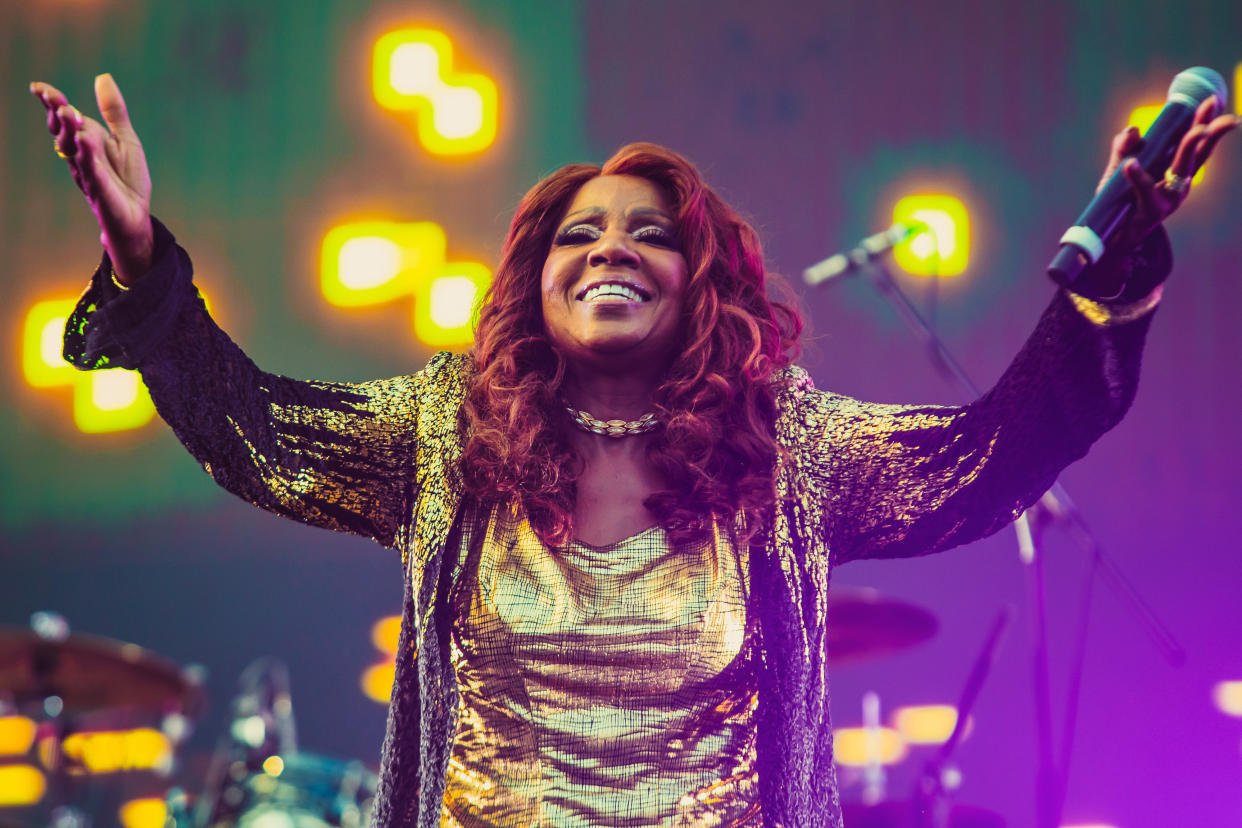 MONTERREY, MEXICO - APRIL 3: Gloria Gaynor performing during third day of  Pa'l Norte Festival 2023 at Parque Fundidora on April 3, 2023 in Monterrey, Mexico. (Photo by Medios y Media/Getty Images)