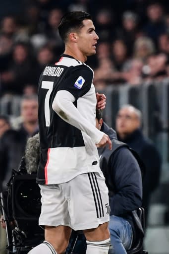 Juventus' Portuguese forward Cristiano Ronaldo was substituted for the second straight game