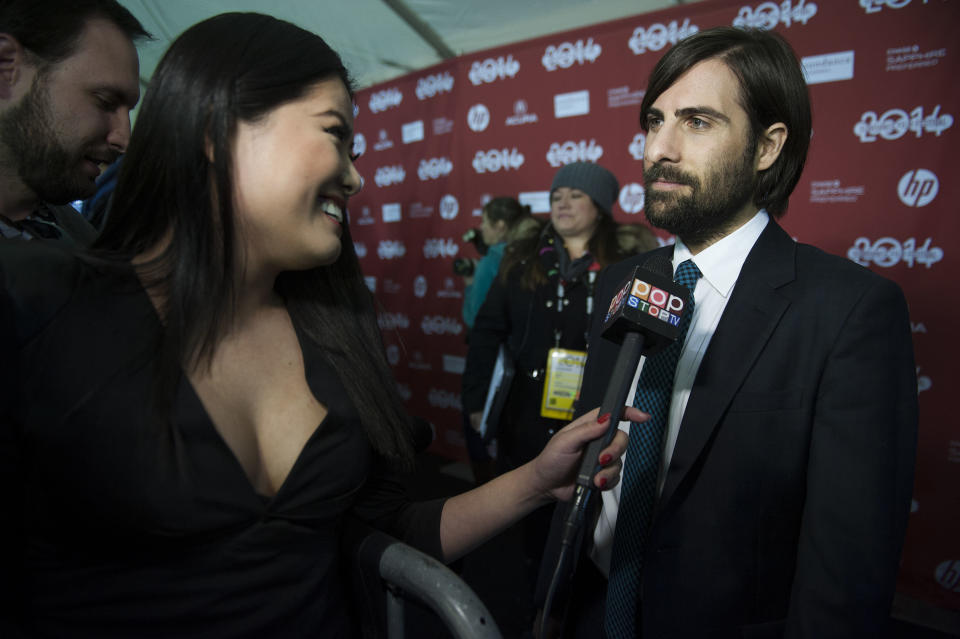 Actor Jason Schwartzman speaks during an interview at the premiere of the film "Listen Up Philip" during the 2014 Sundance Film Festival, on Monday, Jan. 20, 2014, in Park City, Utah. (Photo by Arthur Mola/Invision/AP)