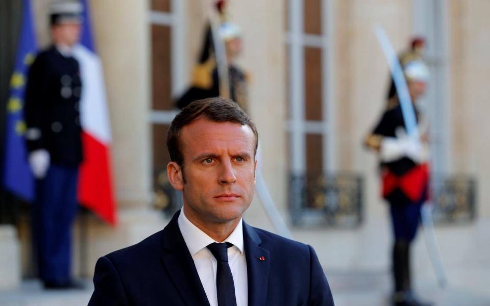 French President Macron attends a meeting at the Elysee Palace in Paris - Credit: PHILIPPE WOJAZER/REUTERS