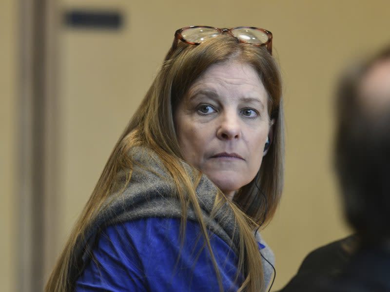 Michelle Troconis appears in court during the first full day of jury deliberation on day 30 of her criminal trial at Connecticut Superior Court in Stamford, Conn., Wednesday, Feb. 28, 2024. Troconis is on trial for charges related to the disappearance and death of New Canaan resident Jennifer Dulos. (Tyler Sizemore/Hearst Connecticut Media/Pool)