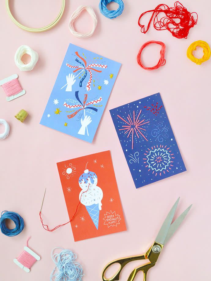 DIY 4th of July Stitching Cards