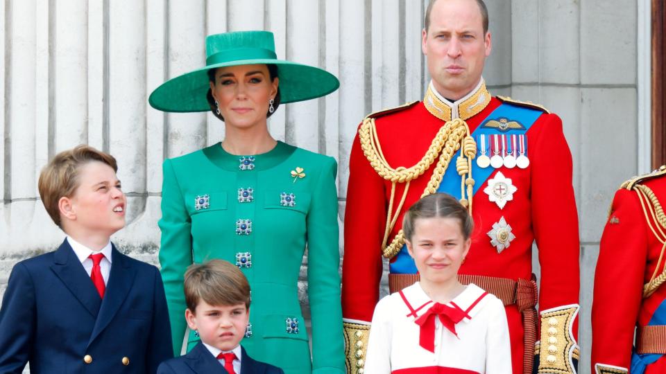 Kate Middleton with Prince William, Prince George and Princess Charlotte on the balcony of Buckingham Palace