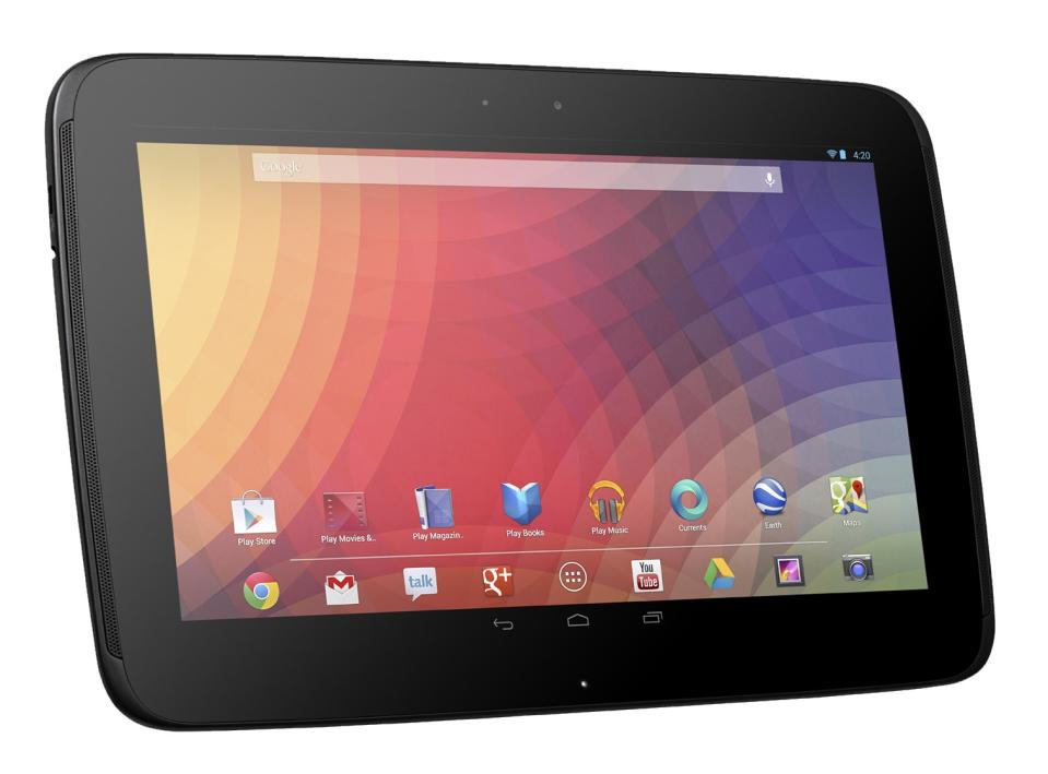 This undated image provided by Google shows Google's new 10-inch tablet, the Nexus 10. The Nexus, which starts shipping Tuesday, Nov. 13, 2012, appeares on its face to be a good alternative to Apple's general-purpose tablet, and with a price tag that's $100 less. (AP Photo/Google)